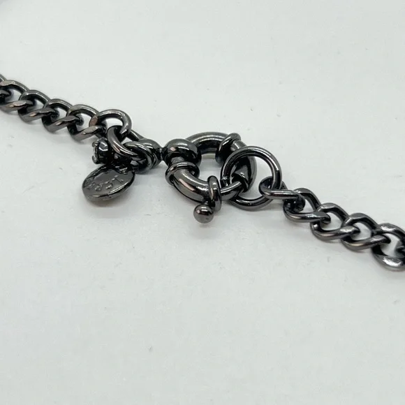 J Crew Beaded Station Faux Pearl Gun Metal Silver Tone Long Necklace Approx 31” - Picture 7 of 8